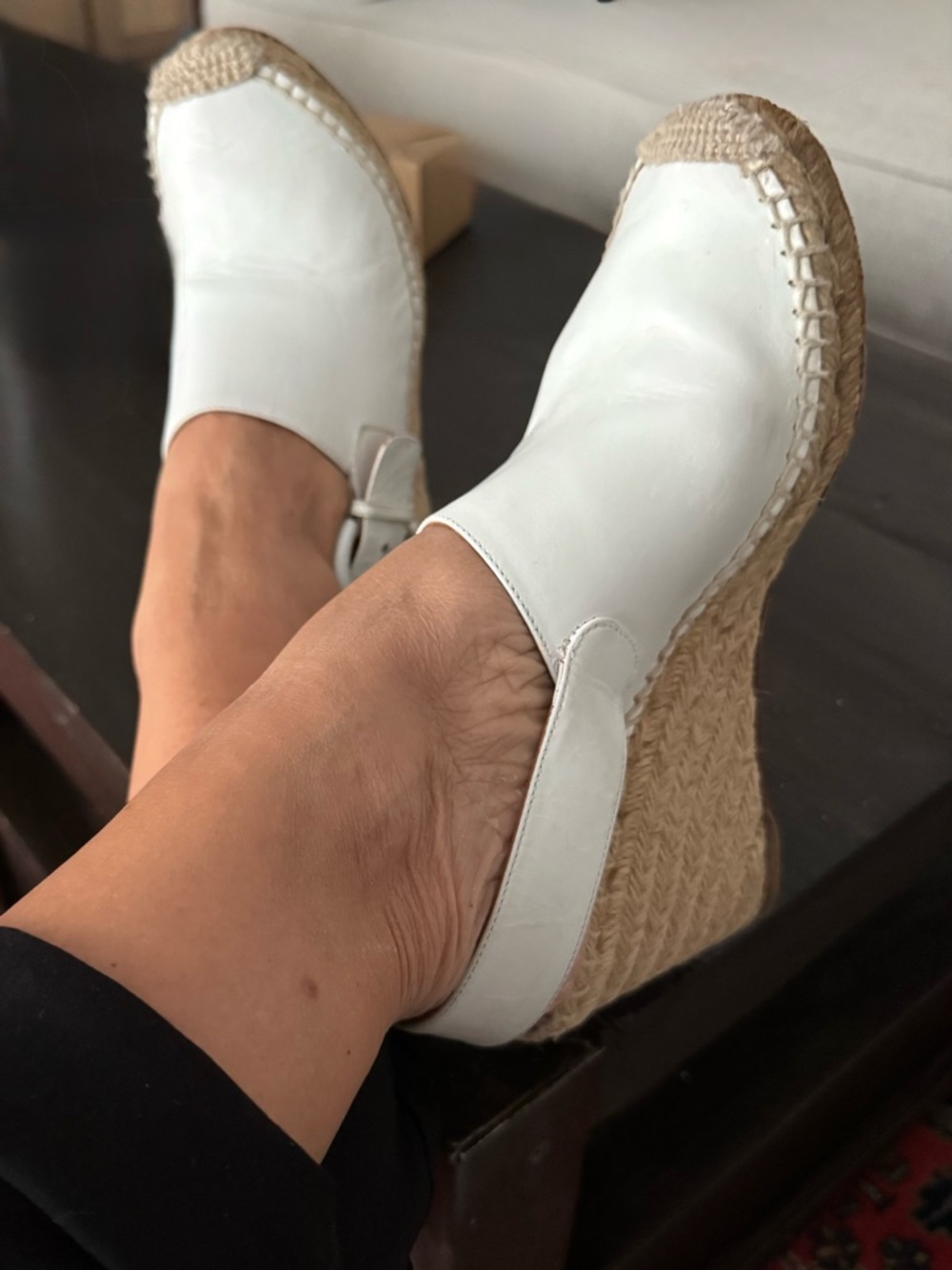 Celine White Espadrille Wedge Slip-On Shoes